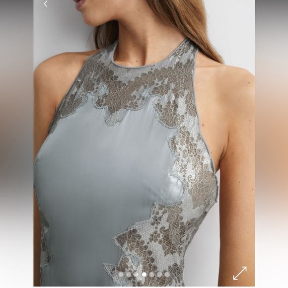 NWT REISS ITALIAN FABRIC FERN
FITTED LACE HALTER NECK MAXI DRESS SIZE 2 - Picture 5 of 12